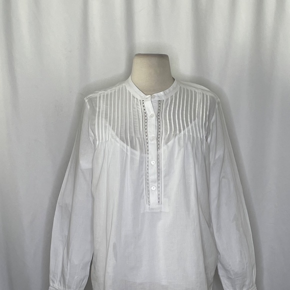 NWT!! J. CREW Pintuck Lace Trim Cotton Voile Solid White Top Blouse Preppy Small - Picture 4 of 16